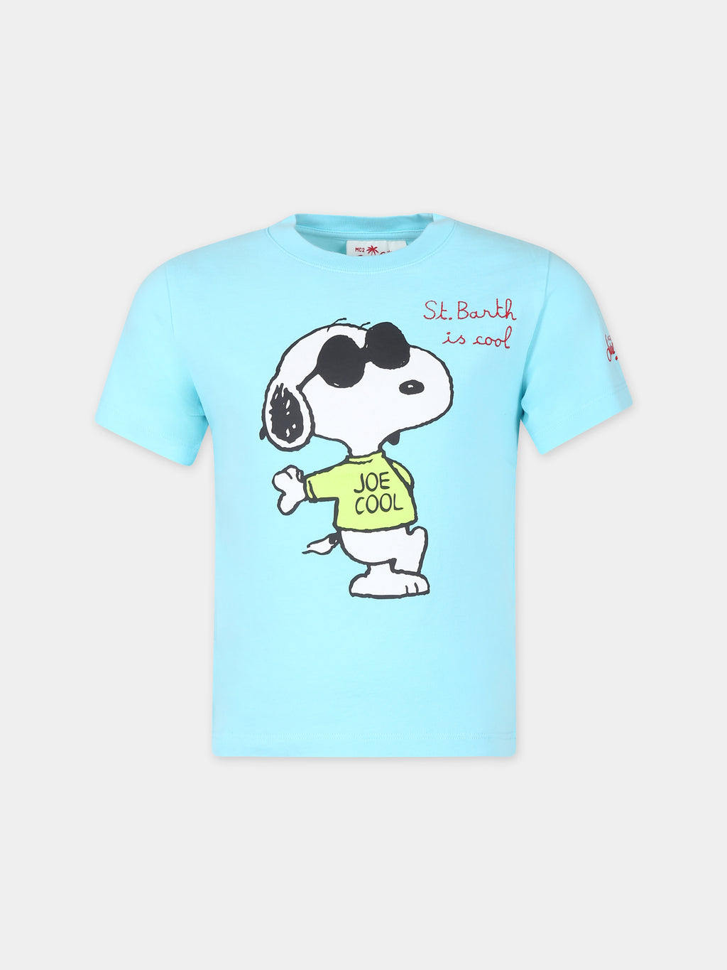 T-shirt celeste per bambino con stampa Snoopy